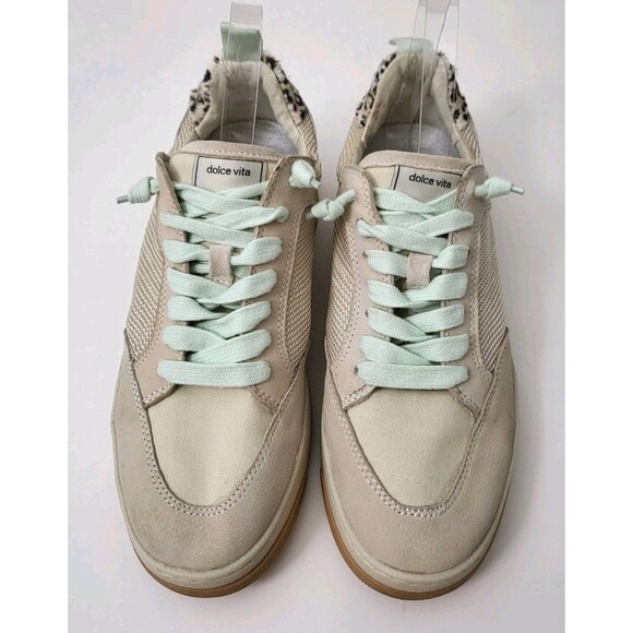 DOLCE VITA Calil Oatmeal Sneakers Womens 8.5 Beige Chunky Athleisure Fashion - Picture 2 of 10